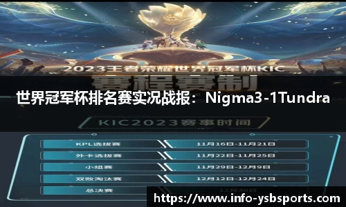 世界冠军杯排名赛实况战报：Nigma3-1Tundra